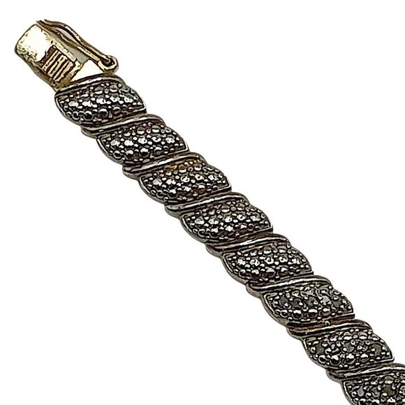 Gold Over Sterling Silver Diamond Bracelet Taiwan FAS Vintage 90s Twist Design - Picture 8 of 16